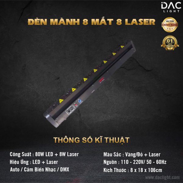 Đèn Laser Mành 8 Mắt Laser + 8 Mắt Led