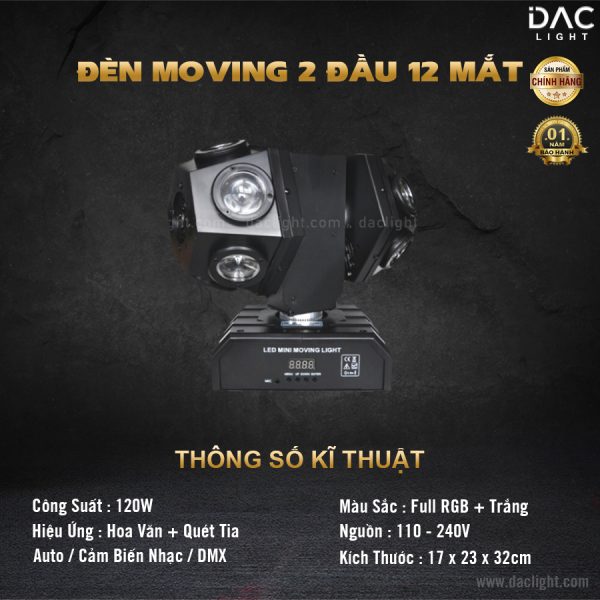 Đèn Moving 2 Đầu 12 Mắt Laser
