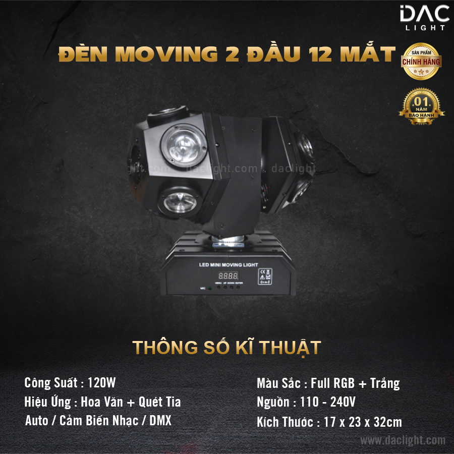 Đèn Moving 2 Đầu 12 Mắt Laser