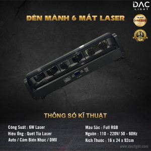 Đèn Laser Mành 6 Mắt Full RGB