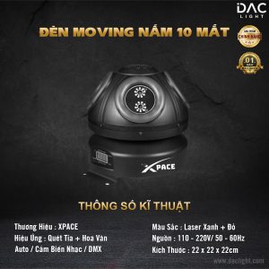 Đèn Nấm Moving 10 Mắt Laser Viền LED