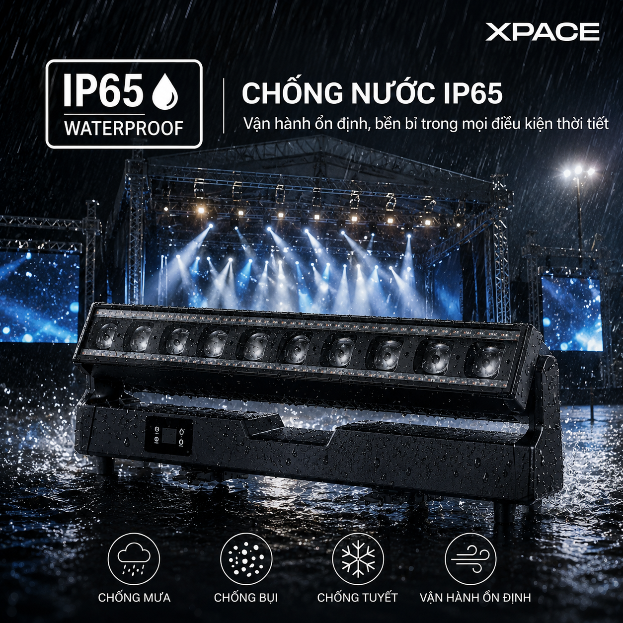 Đèn sân khấu mành led 10x60w ngoài trời